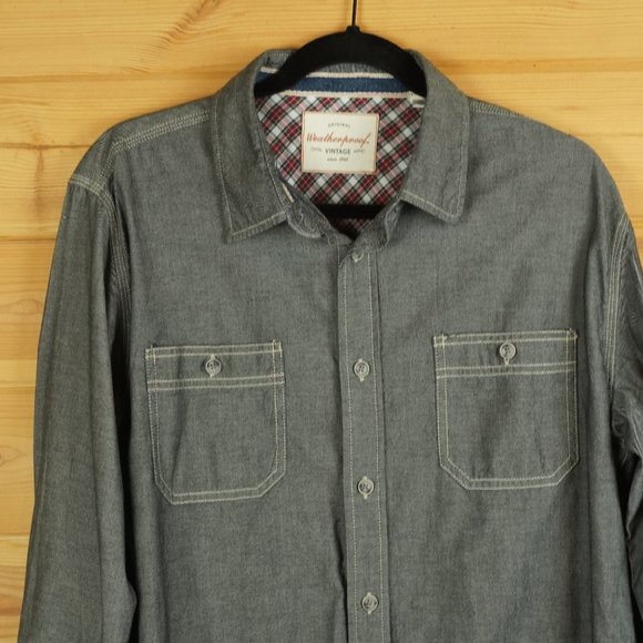 Original Waterproof Vintage Gray Button Up Shirt Size Large - Picture 2 of 6